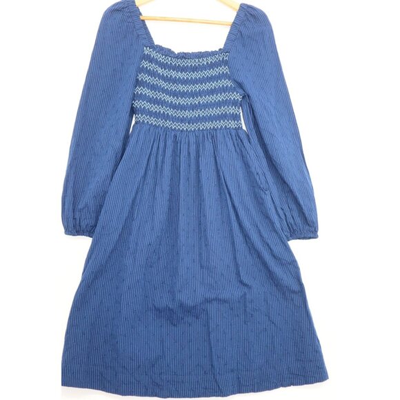Draper James RSVP Blue Smocked Midi Dress S Babydoll Cottagecore Grannycore - Picture 1 of 9
